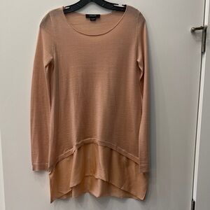 Christopher Pischer dust rose pink designer 100% cashmere long sleeve top size S